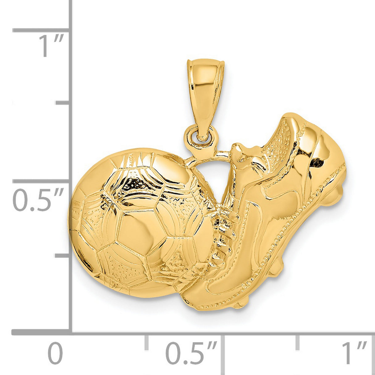 14k Yellow Gold Soccer Pendant with Cleat and Ball, Unisex Sports Charm