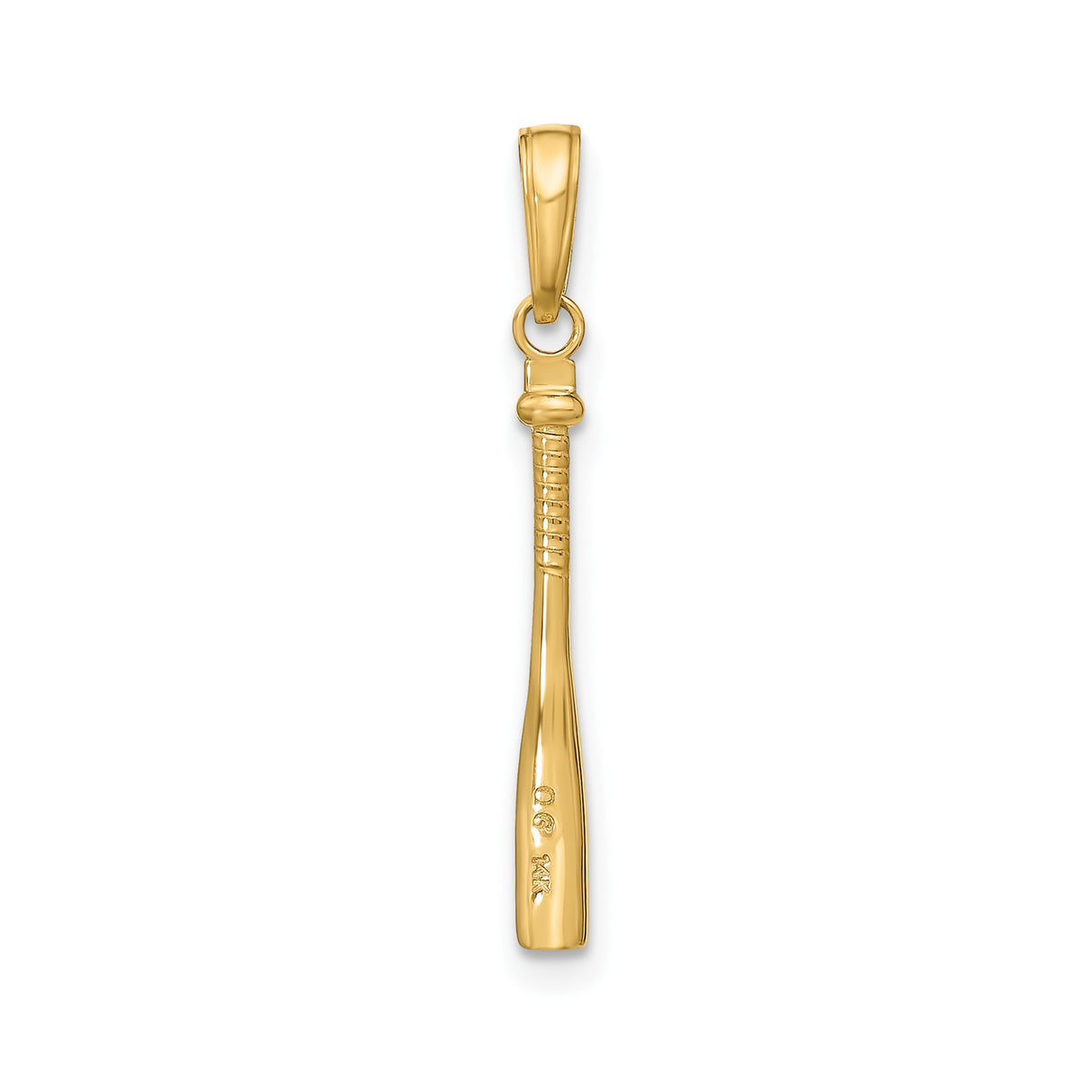14k Yellow Gold Baseball Bat Pendant with Detailed Grip Design, Sports Jewelry for Men or Unisex