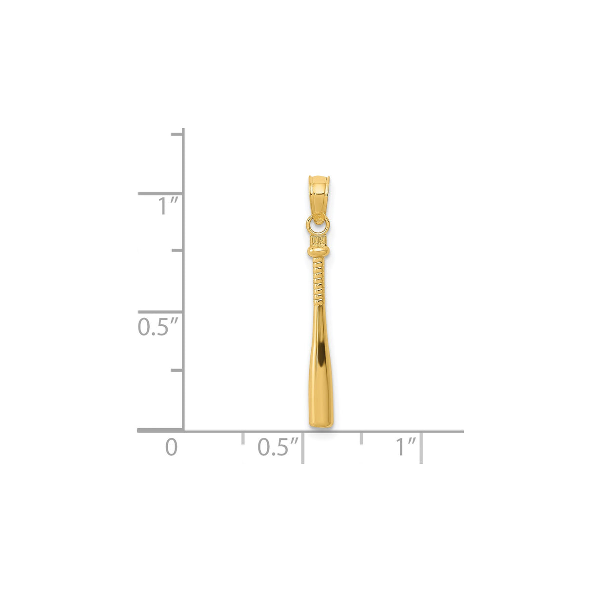 14k Yellow Gold Baseball Bat Pendant with Detailed Grip Design, Sports Jewelry for Men or Unisex