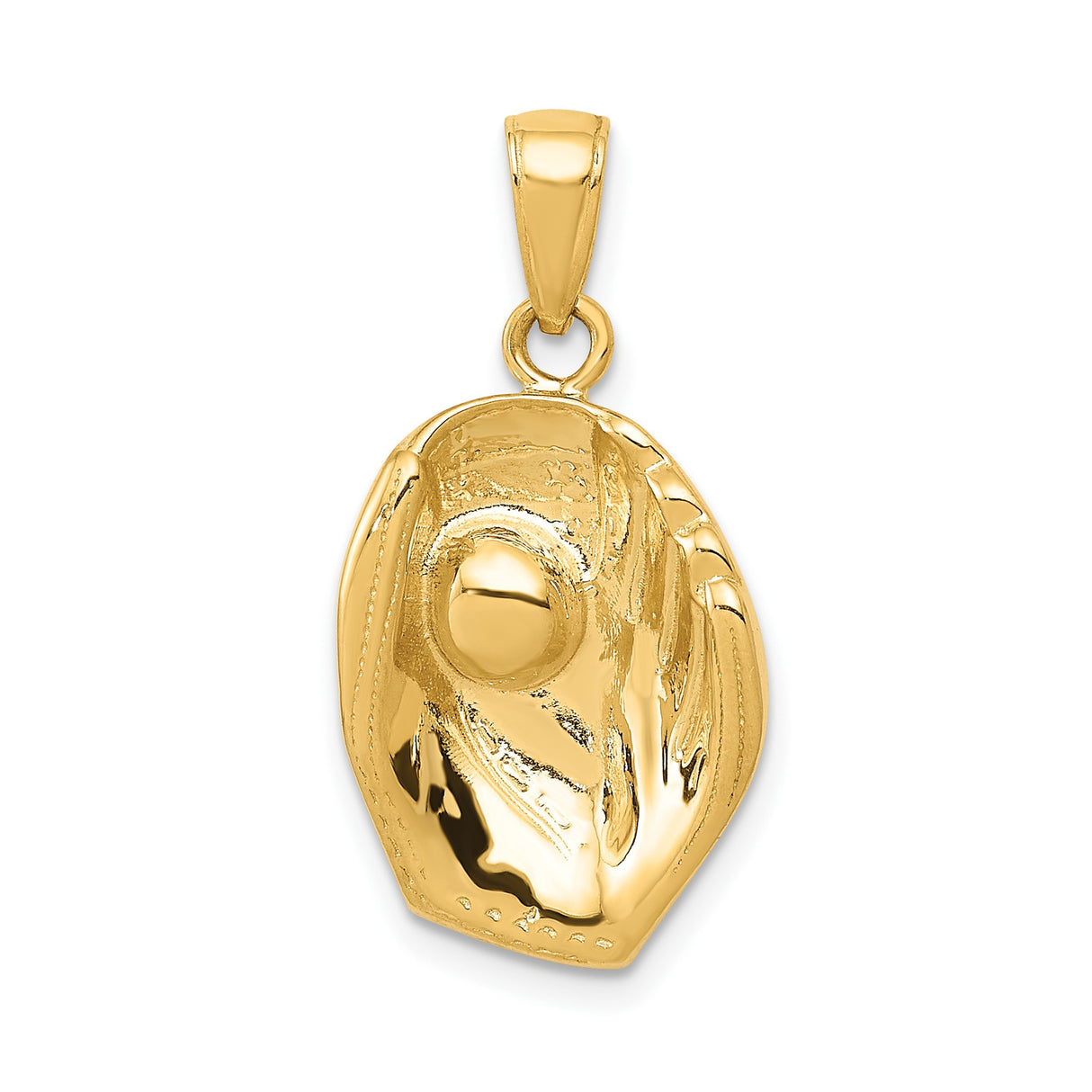 14k Yellow Gold Baseball Glove Pendant with Ball Detail, Sports Charm for Men or Unisex Wear