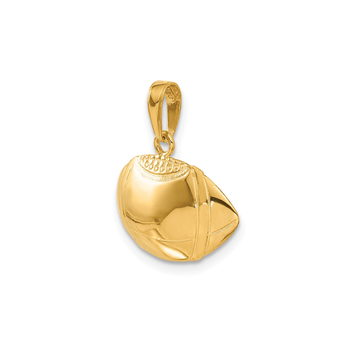 14k Yellow Gold Football Pendant with Detailed Stitching, Sports Charm for Men or Unisex