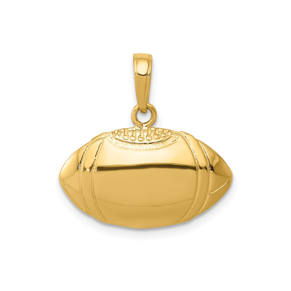 14k Yellow Gold Football Pendant with Detailed Stitching, Sports Charm for Men or Unisex