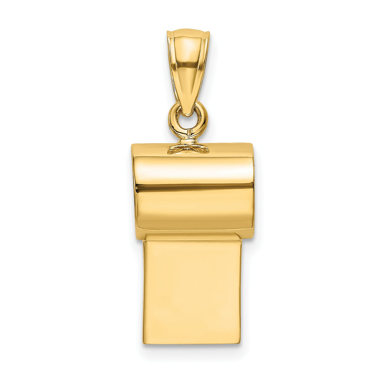 14k Yellow Gold Whistle Pendant, Mini Sports Charm with High Polish Finish, Unisex Athletic Jewelry