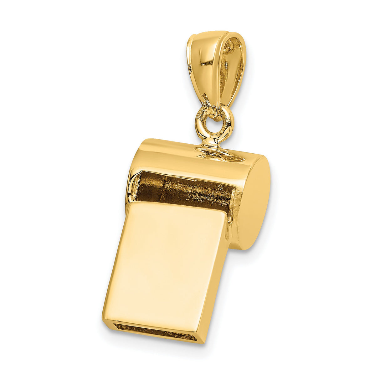 14k Yellow Gold Whistle Pendant, Mini Sports Charm with High Polish Finish, Unisex Athletic Jewelry