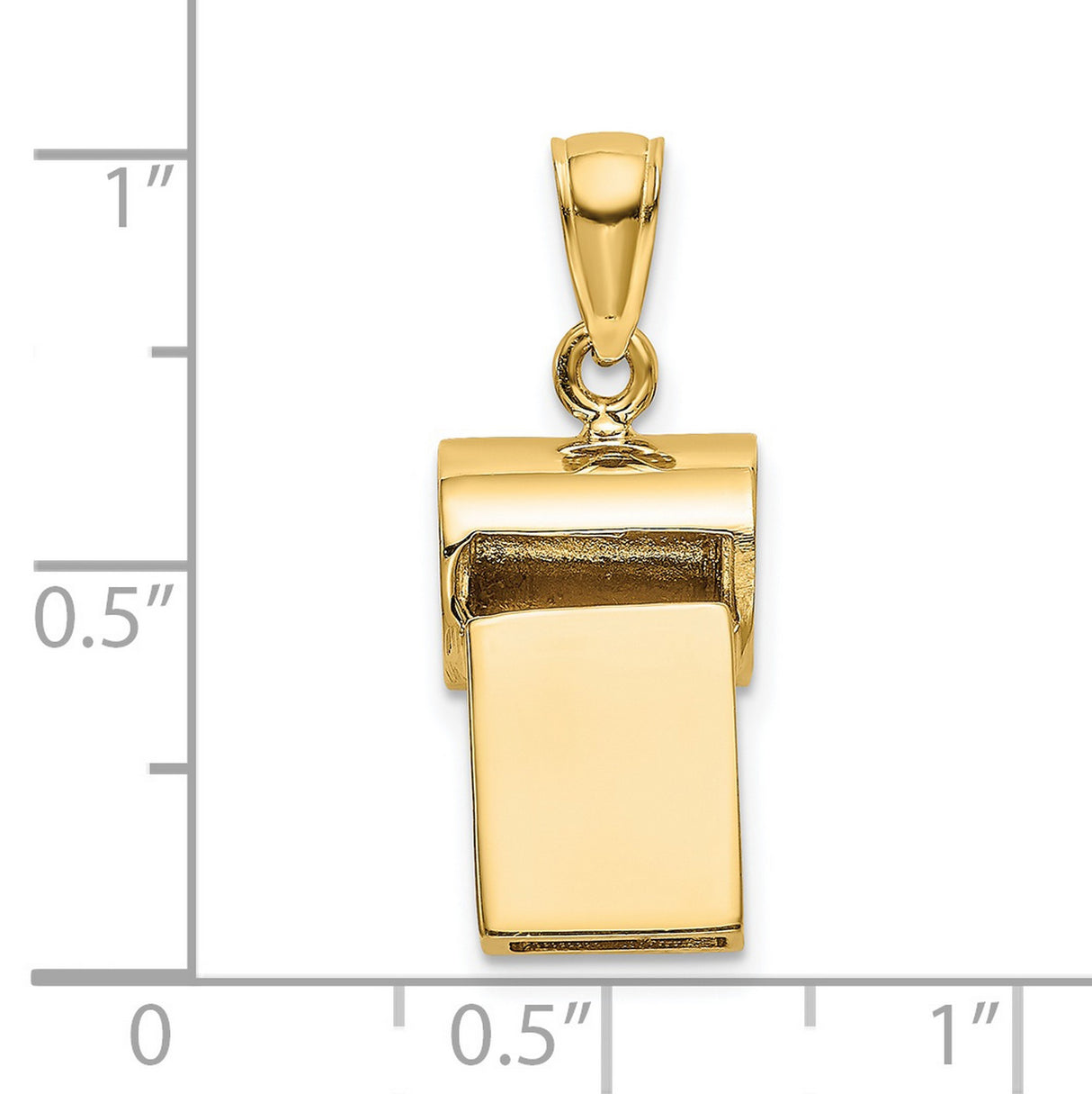 14k Yellow Gold Whistle Pendant, Mini Sports Charm with High Polish Finish, Unisex Athletic Jewelry