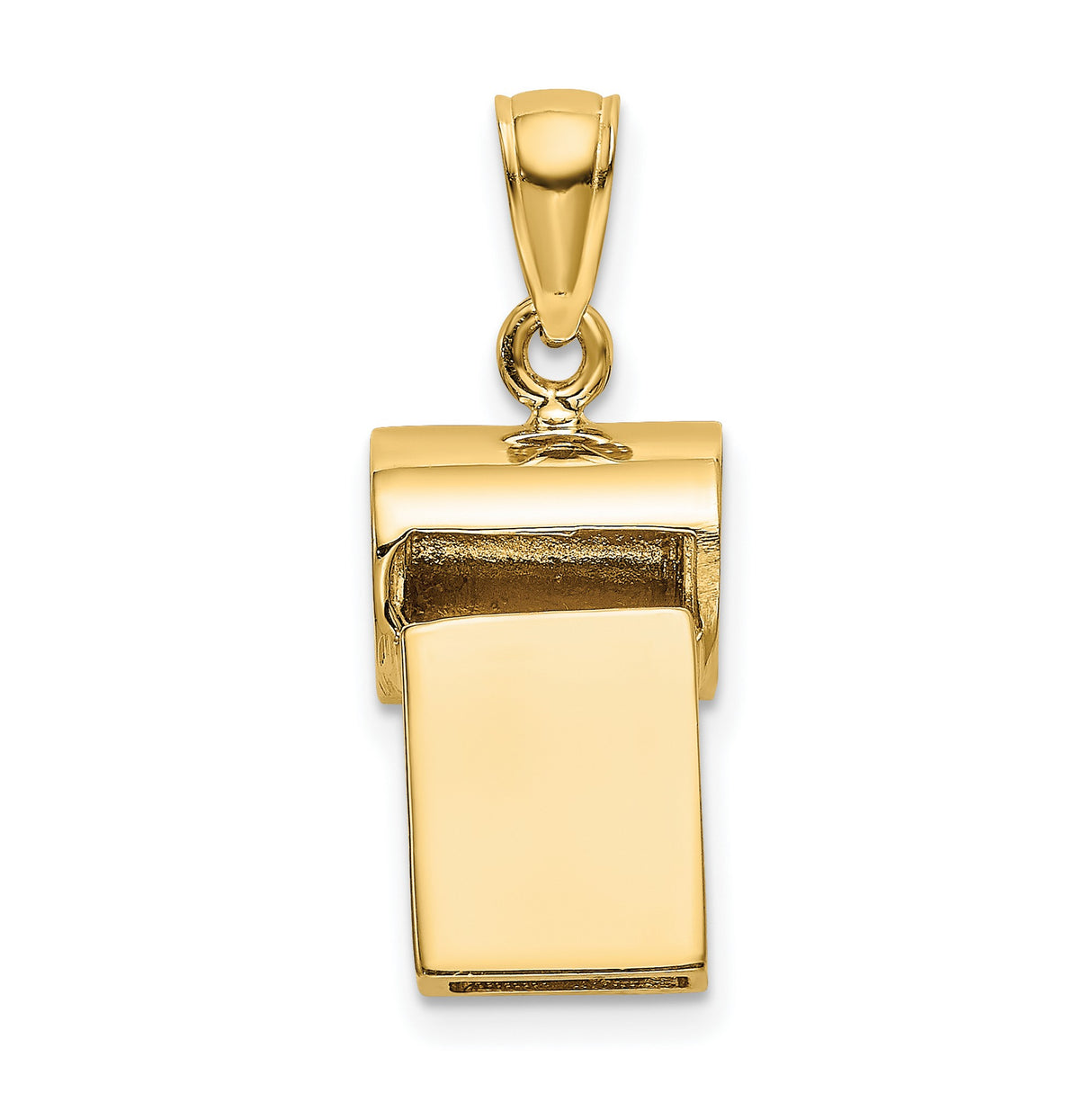 14k Yellow Gold Whistle Pendant, Mini Sports Charm with High Polish Finish, Unisex Athletic Jewelry