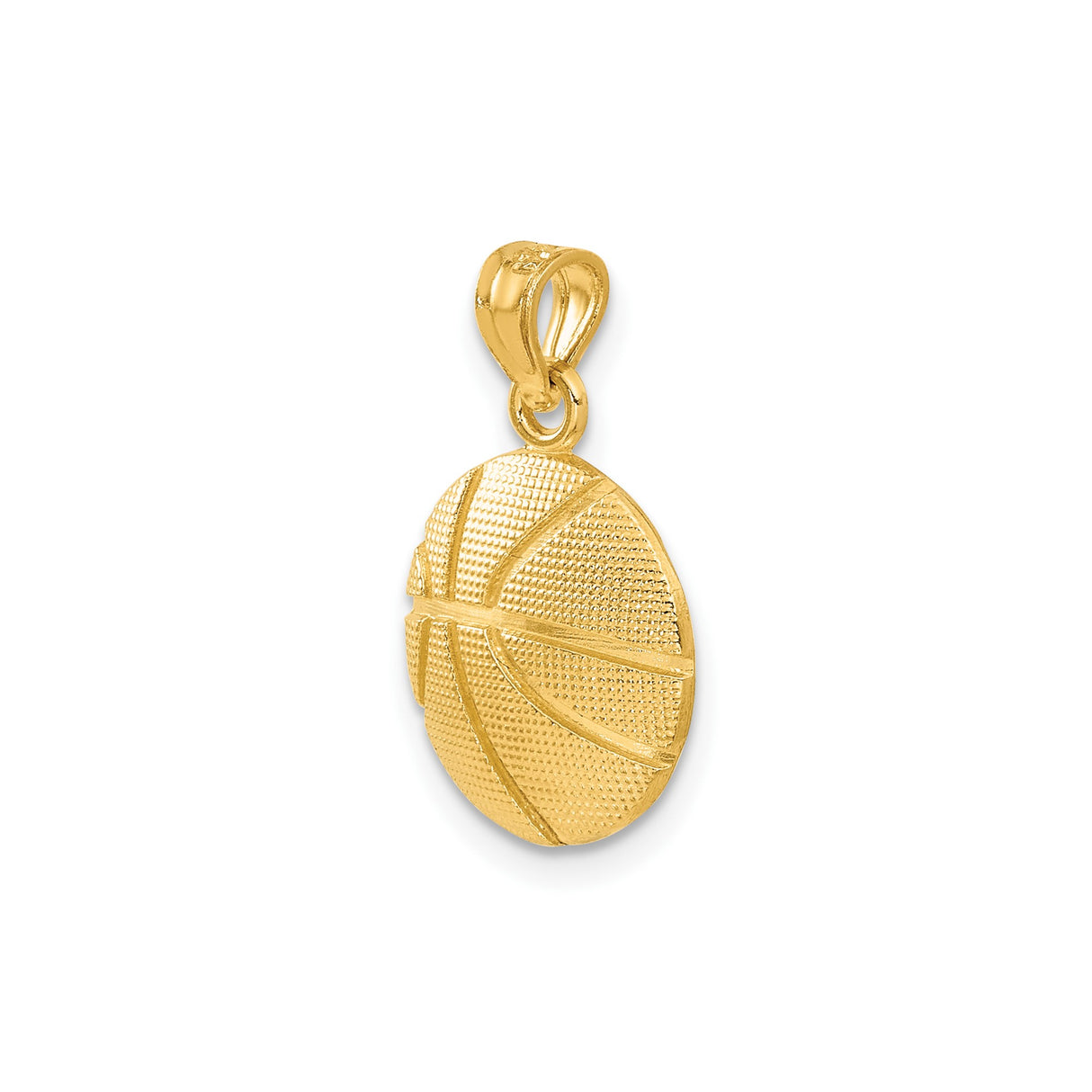 14k Yellow Gold Basketball Pendant, Textured Sports Medallion for Men or Unisex Wear