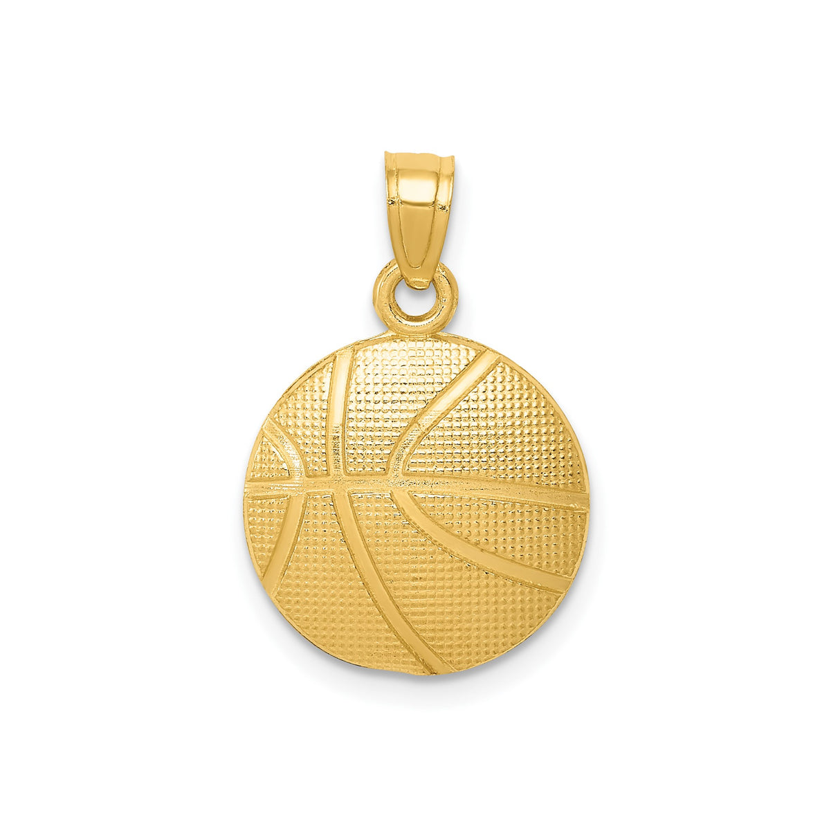 14k Yellow Gold Basketball Pendant, Textured Sports Medallion for Men or Unisex Wear