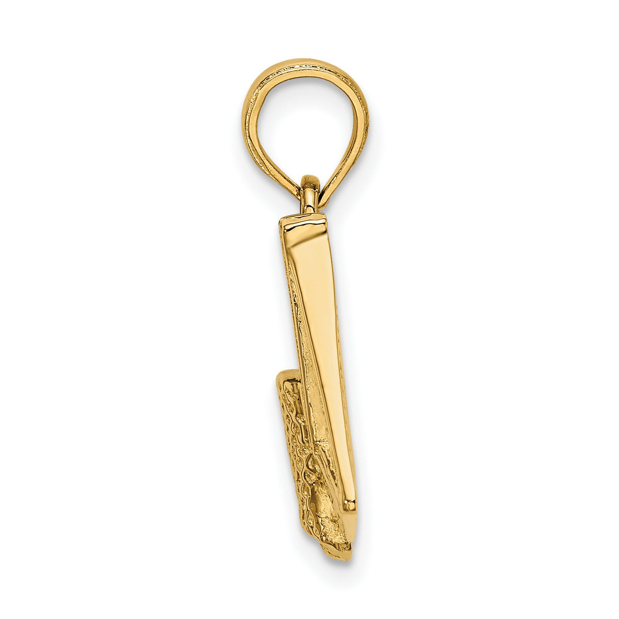 14k Yellow Gold Basketball Hoop Pendant with Detailed Backboard and Net Design