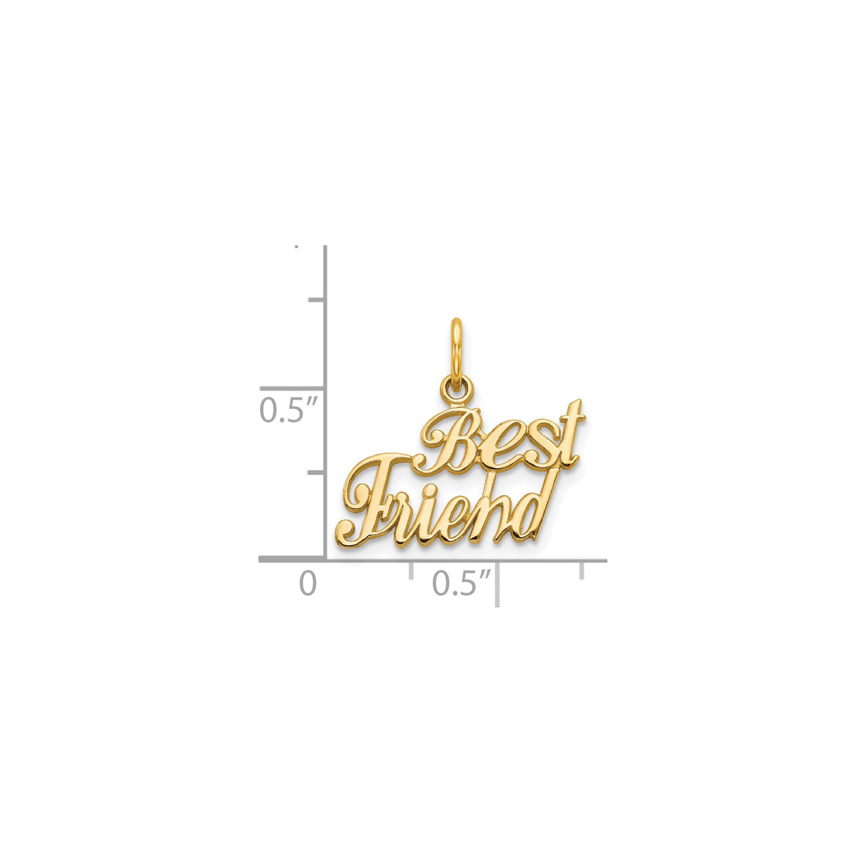 14k Yellow Gold Friend Pendant with Script Lettering, Sentimental Charm for Women