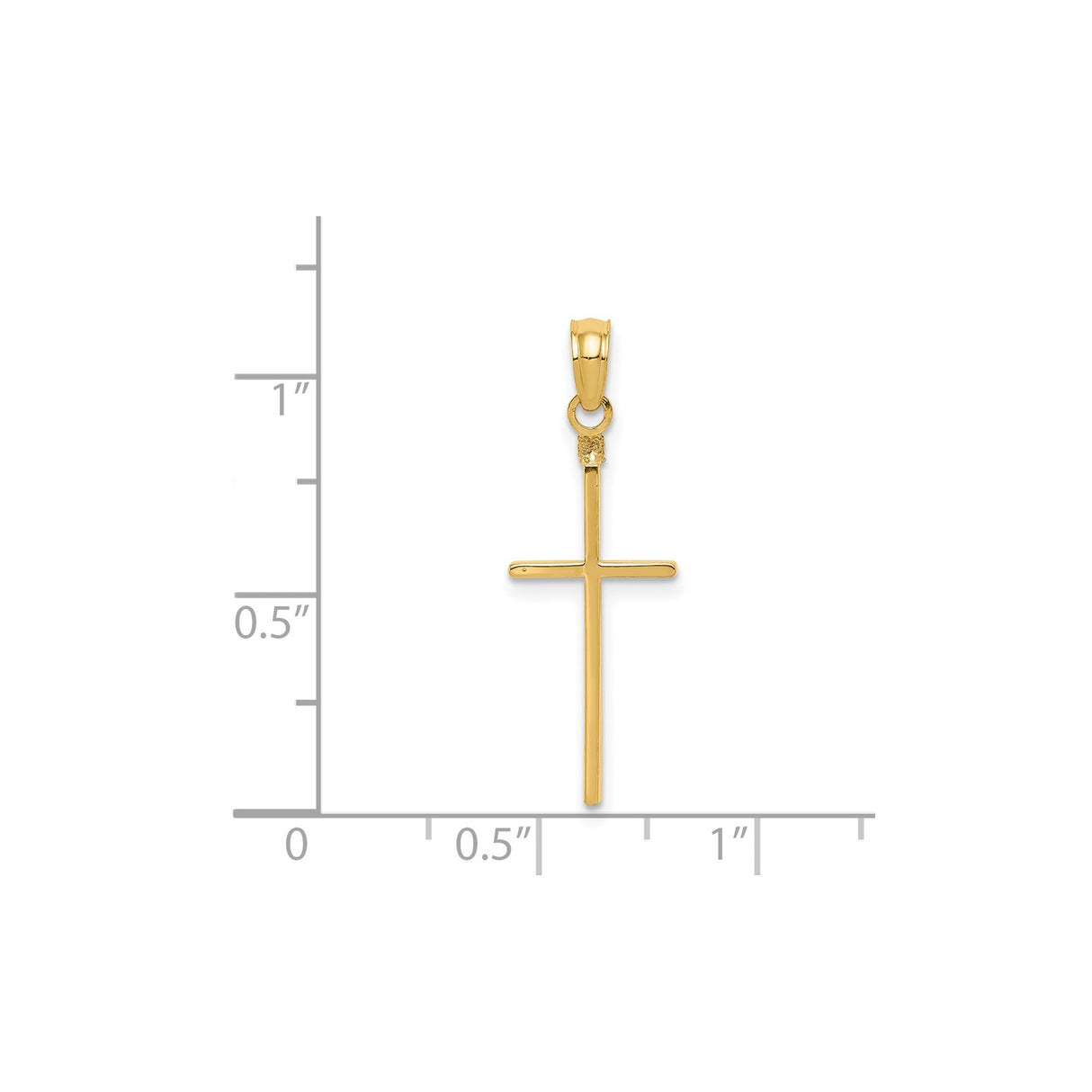 14k Yellow Gold Cross Pendant with Polished Latin Design, Minimalist Religious Jewelry