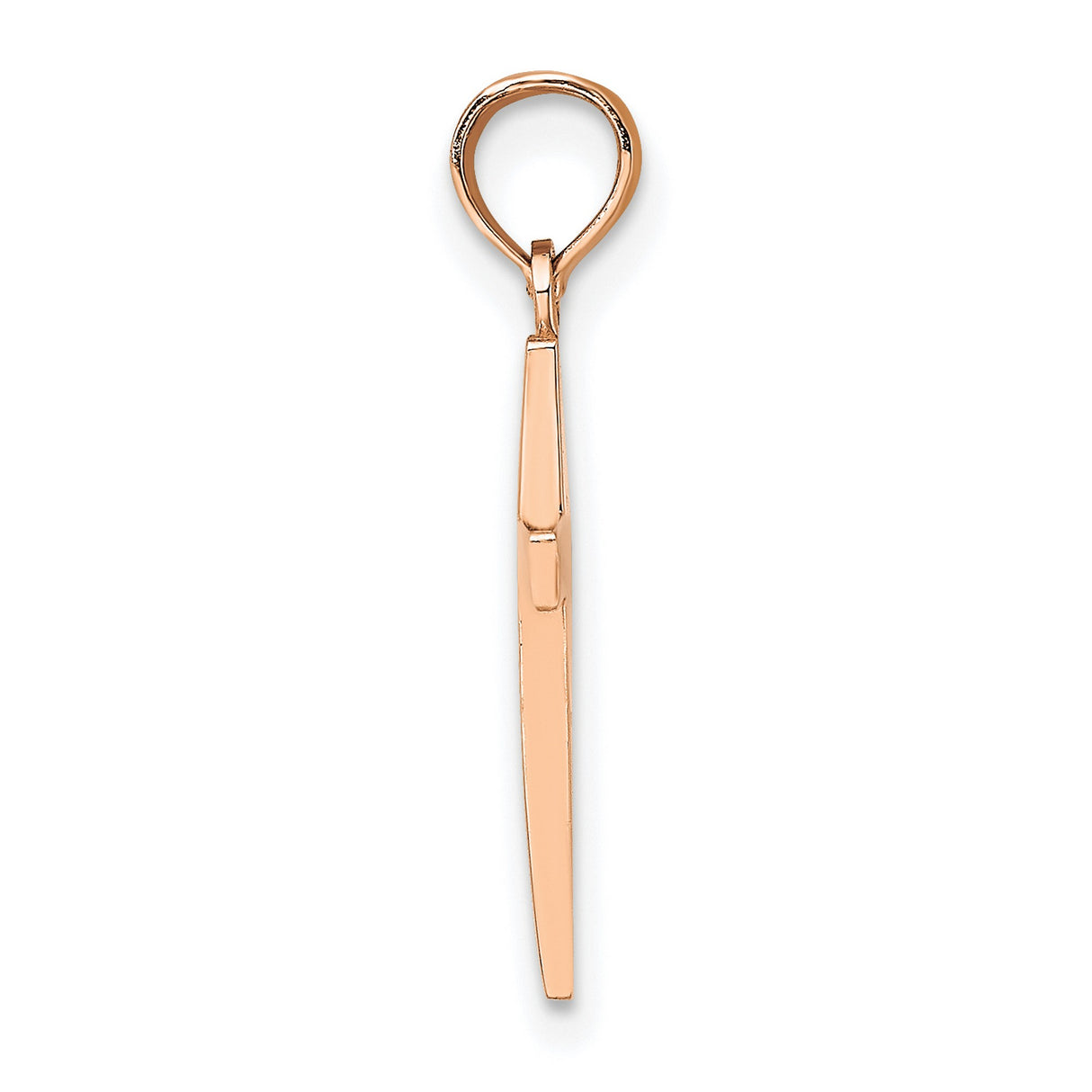 14k Rose Gold Beveled Cross Pendant, Minimal Religious Charm for Men and Women