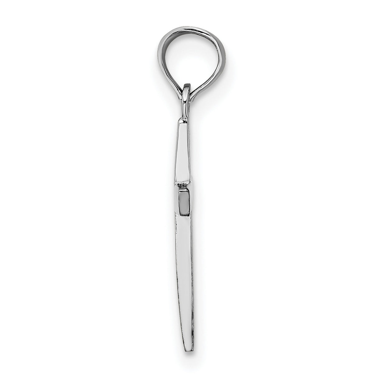 14k White Gold Cross Pendant with Beveled Edges and Polished Finish, Unisex Religious Jewelry