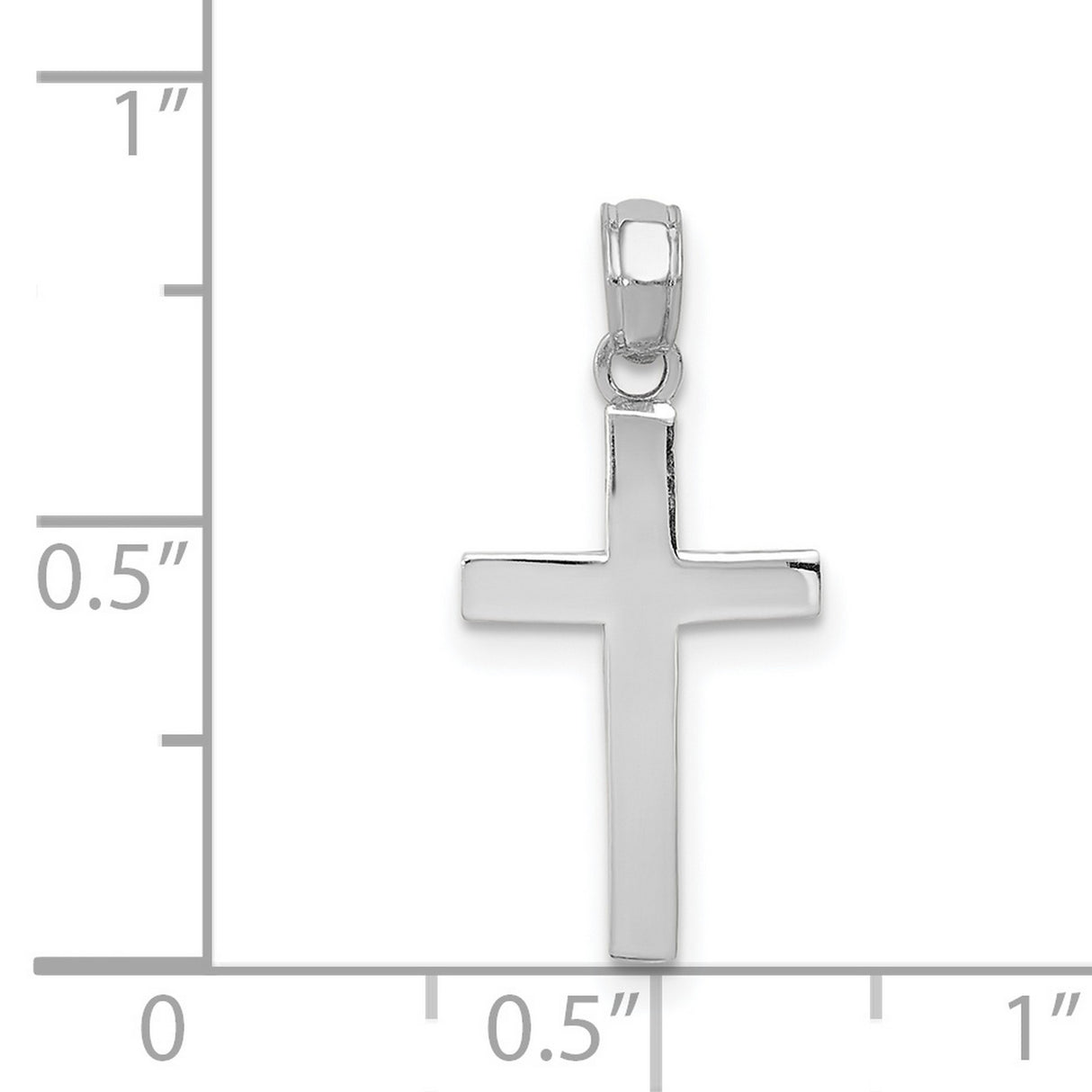 14k White Gold Cross Pendant with Beveled Edges and Polished Finish, Unisex Religious Jewelry