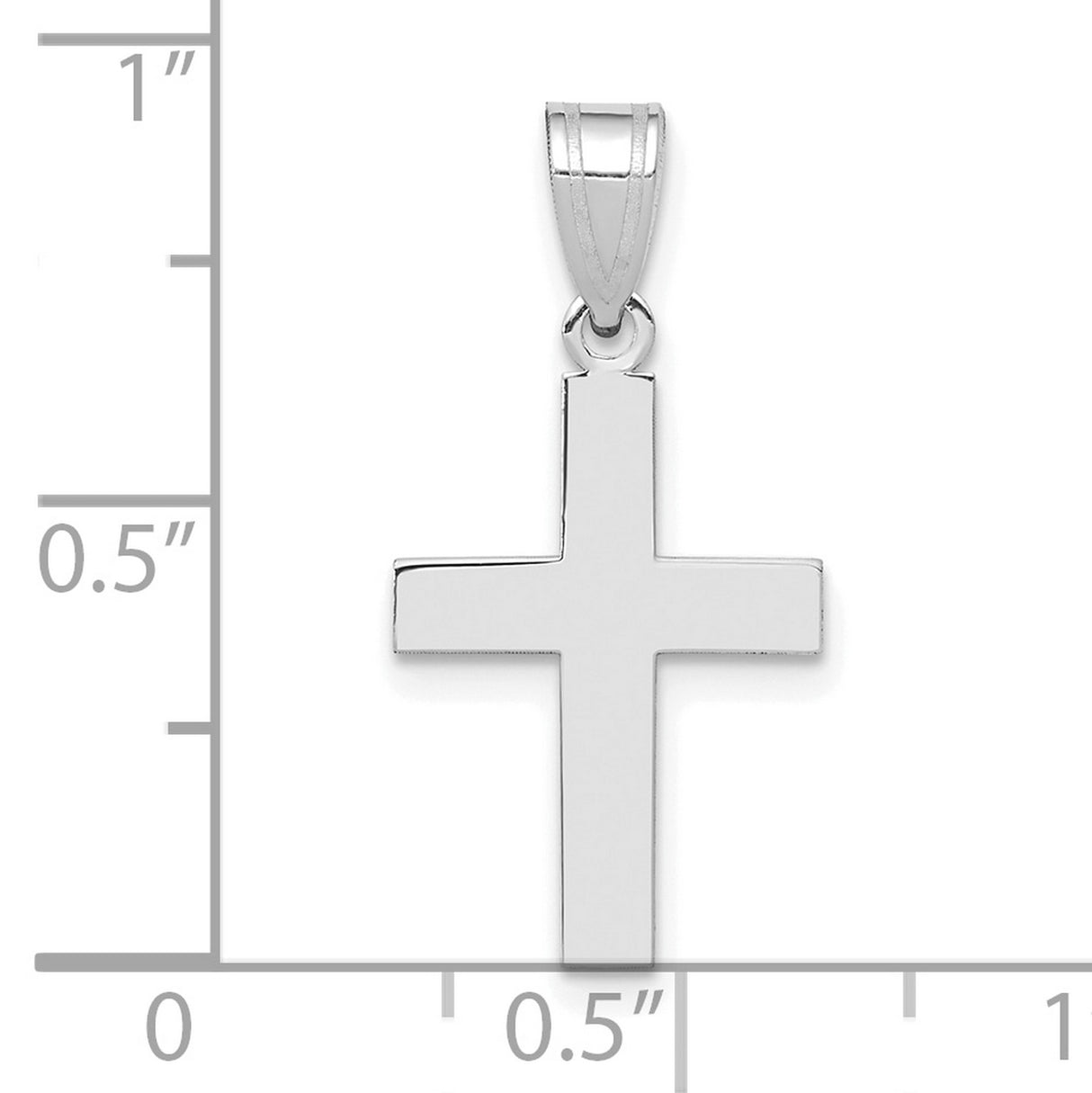 14k White Gold Cross Pendant with Polished Mirror Finish, Minimalist Modern Design