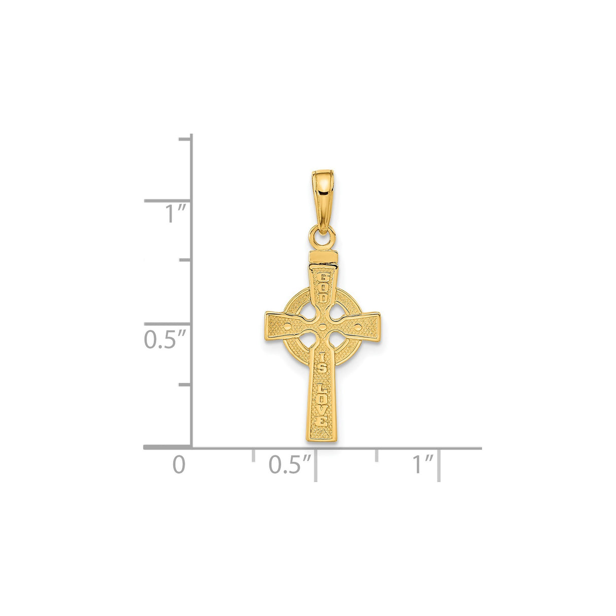 14k Yellow Gold Reversible Celtic Iona Cross Pendant, Polished Religious Charm for Men and Women