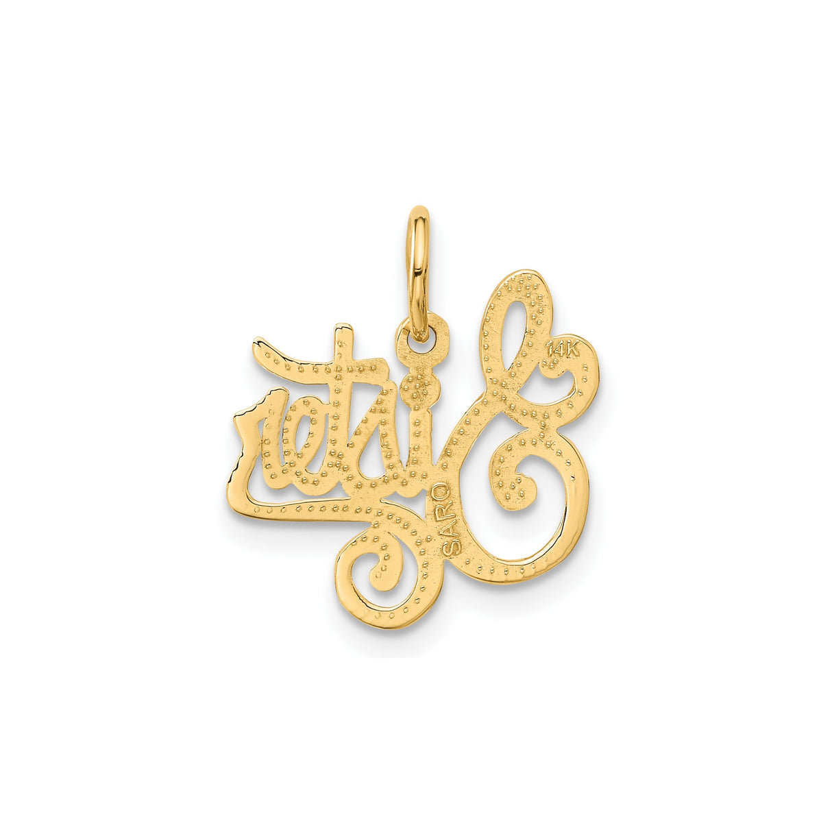 14k Yellow Gold Sister Pendant in Cursive Script, Sentimental Jewelry Charm for Women