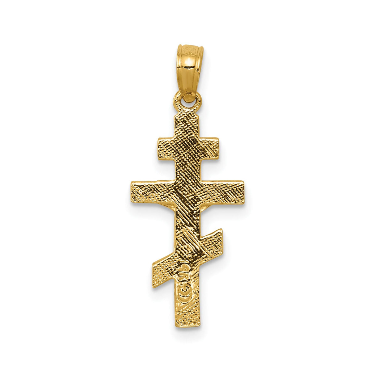 14k Yellow Gold Crucifix Pendant with Detailed Jesus, Eastern Orthodox Cross Charm for Men and Women