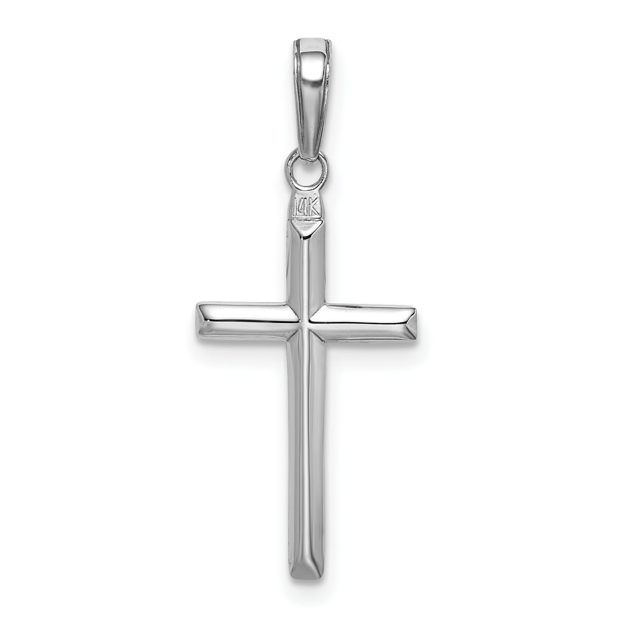 14k White Gold Cross Pendant, Reversible Latin Design, High Polish Finish, Unisex Religious Jewelry