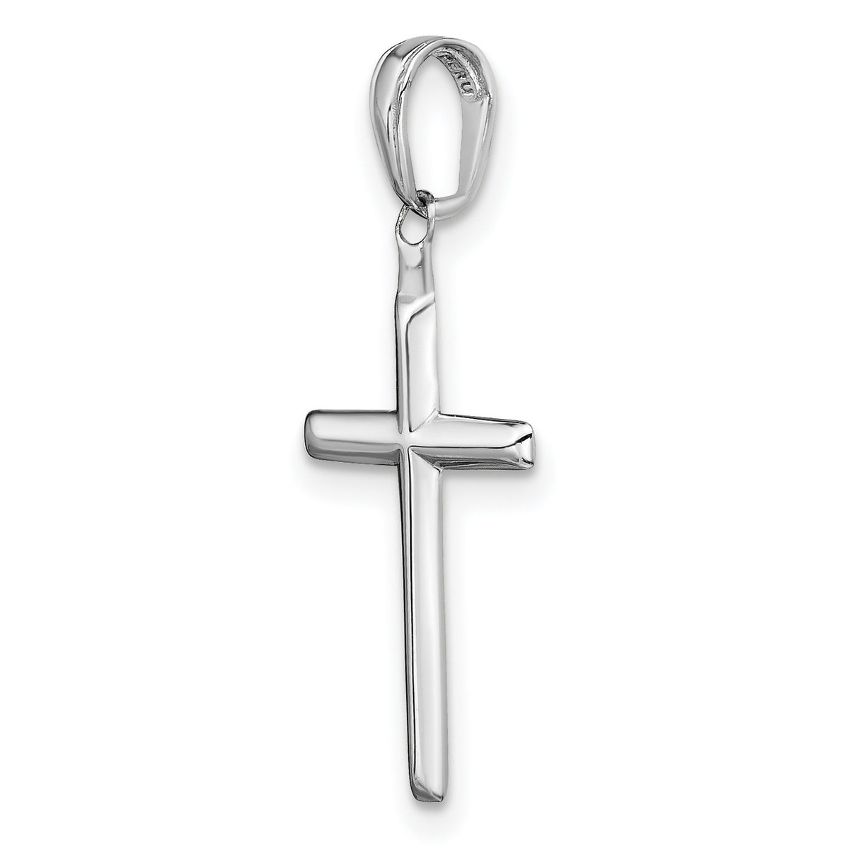 14k White Gold Cross Pendant, Reversible Latin Design, High Polish Finish, Unisex Religious Jewelry