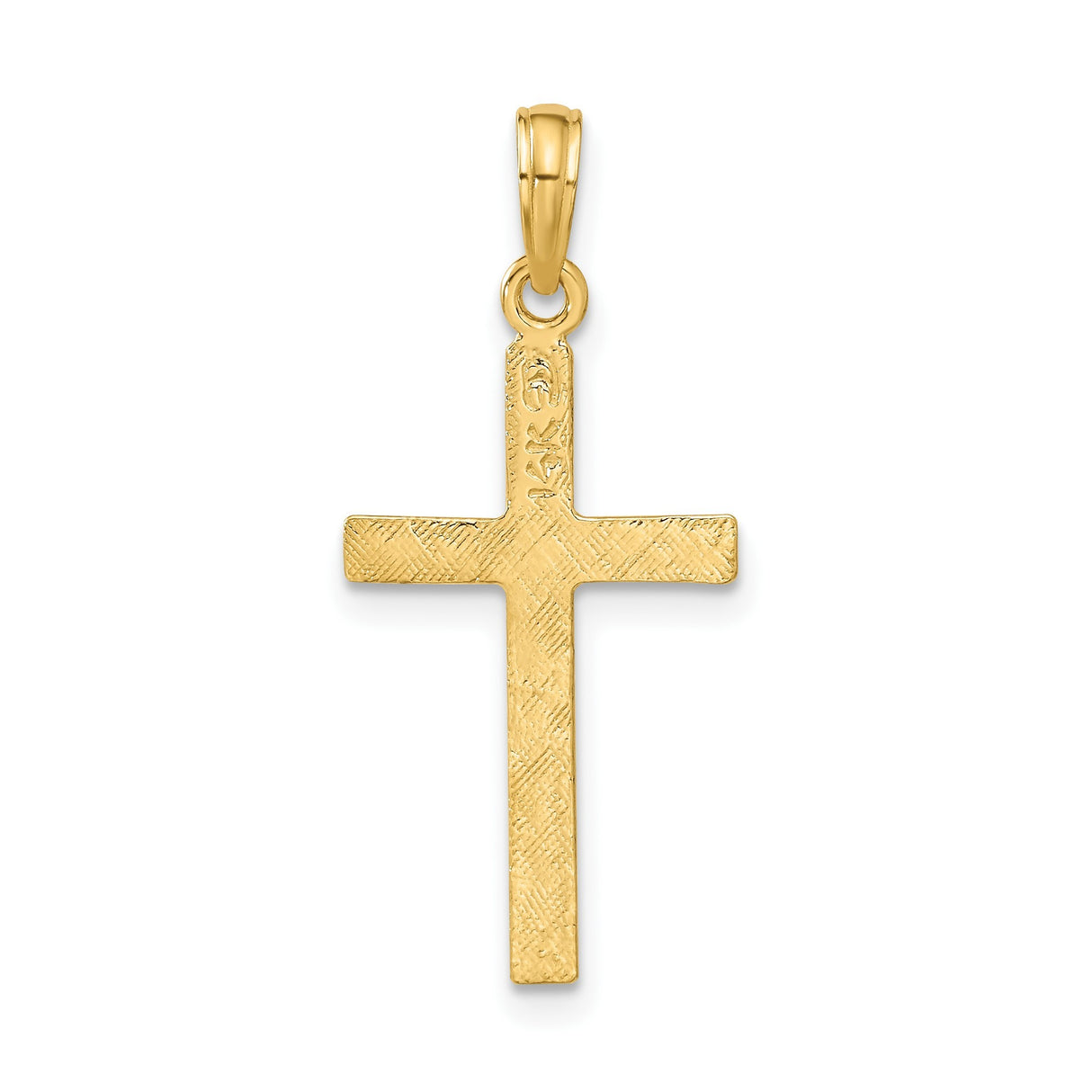 14k Yellow Gold Cross Pendant, Textured Beaded Design, Latin Style Faith Jewelry for Men and Women