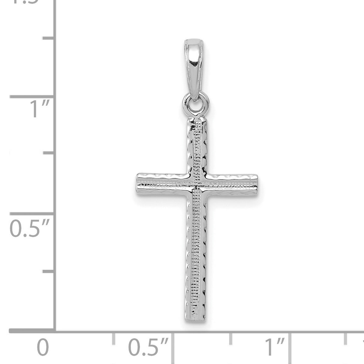 14k White Gold Latin Cross Pendant, Minimalist Religious Design for Men and Women