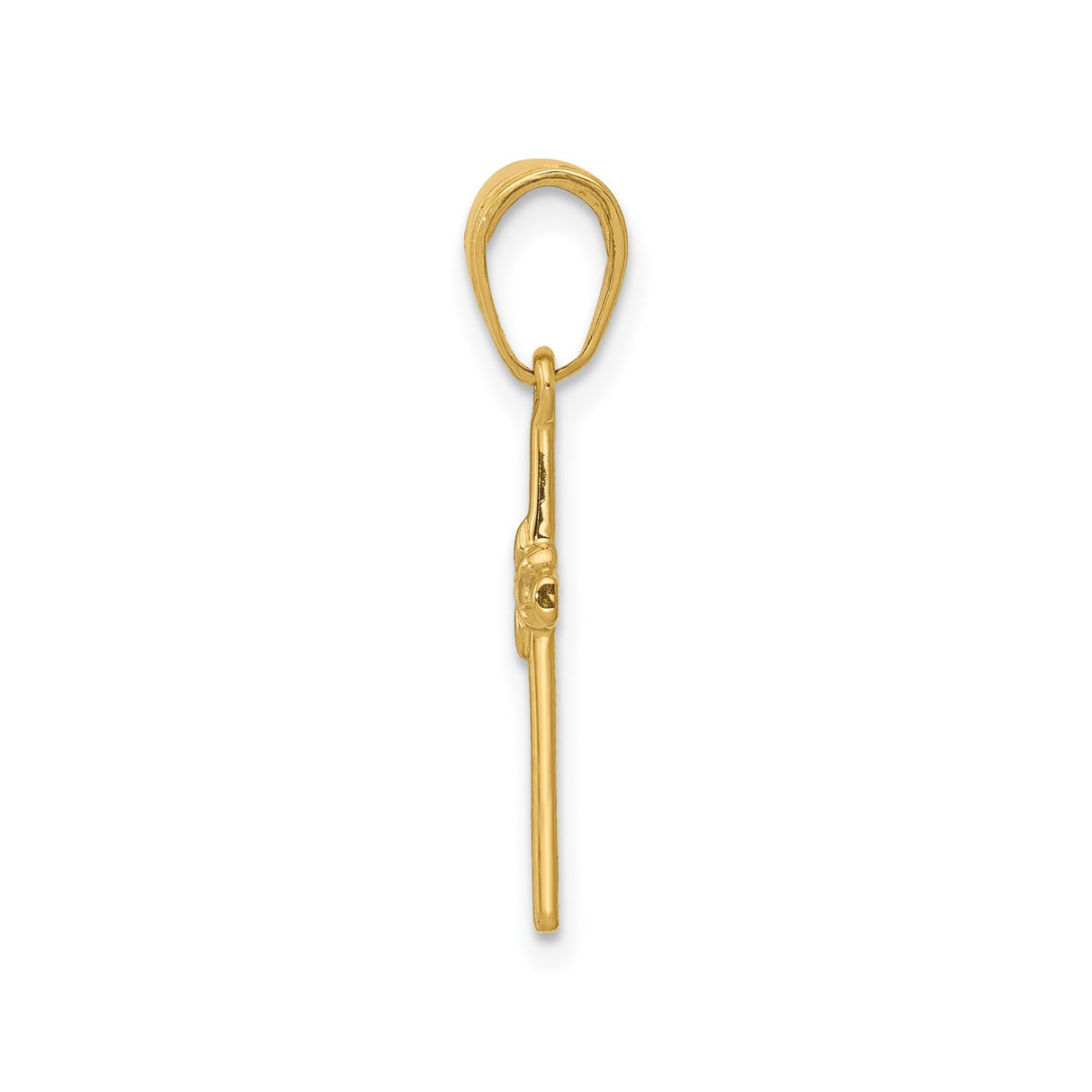 14k Yellow Gold Cross Pendant with Floral Detailing, Unisex Religious Charm