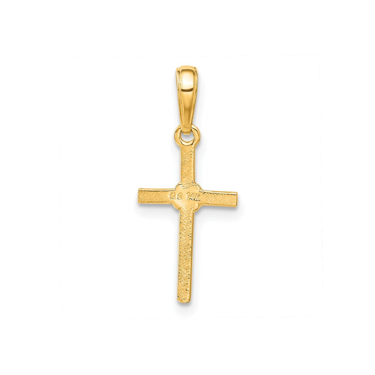 14k Yellow Gold Cross Pendant with Floral Detailing, Unisex Religious Charm