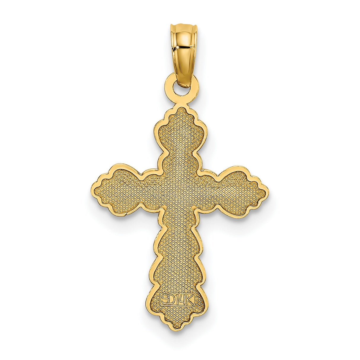 14k Yellow Gold Cross Pendant with Milgrain Detailing and Flared Edges