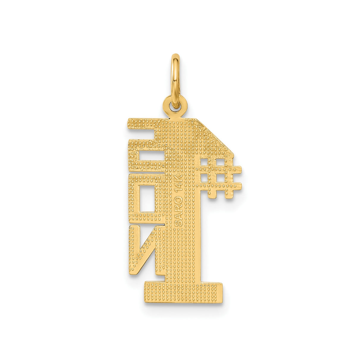 14k Yellow Gold Number One Son Pendant with Polished Finish, Bold Modern Design for Men or Boys