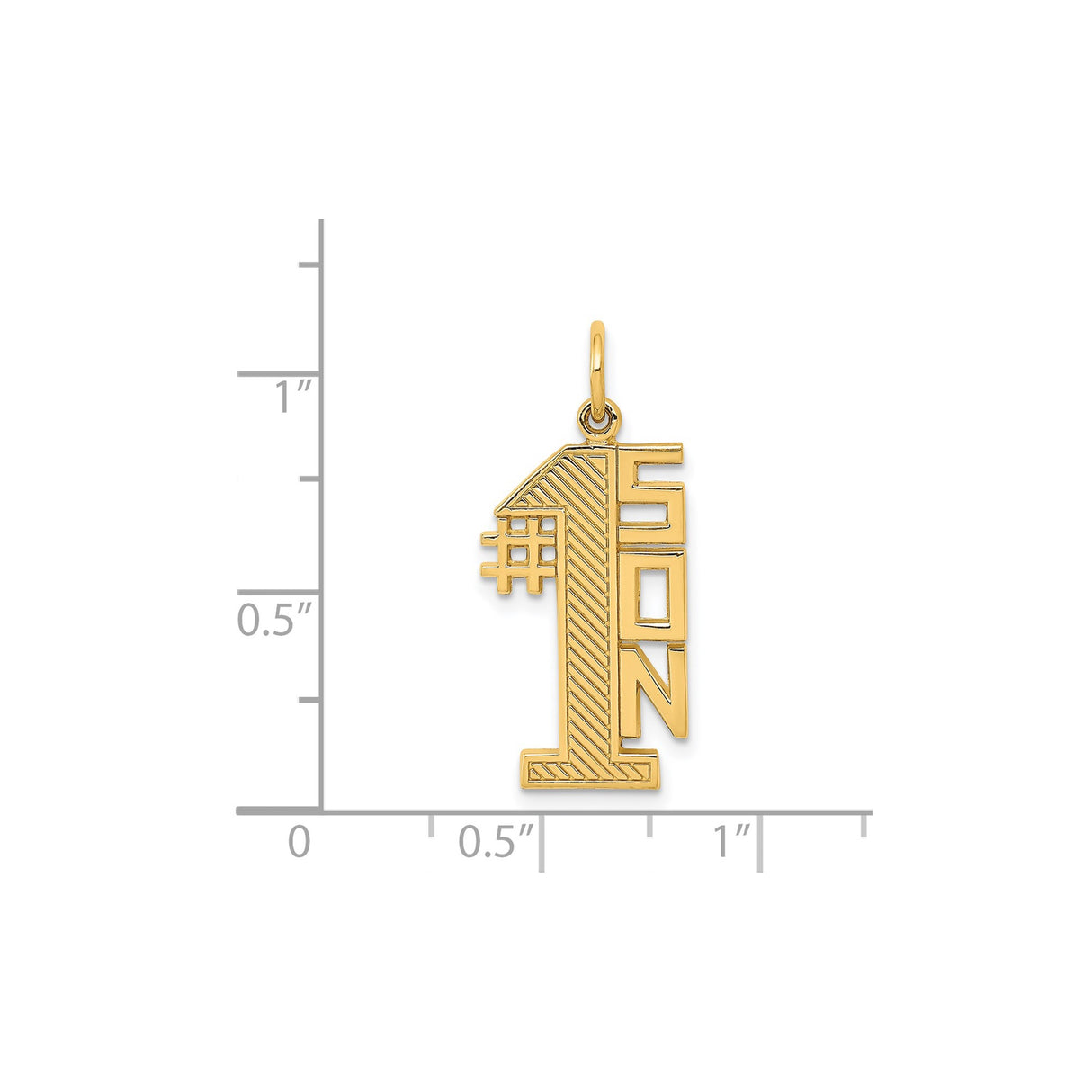 14k Yellow Gold Number One Son Pendant with Polished Finish, Bold Modern Design for Men or Boys