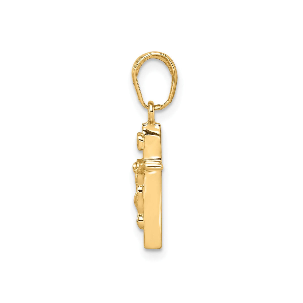 14k Yellow Gold Crucifix Pendant with INRI Jesus Cross Design for Men and Women