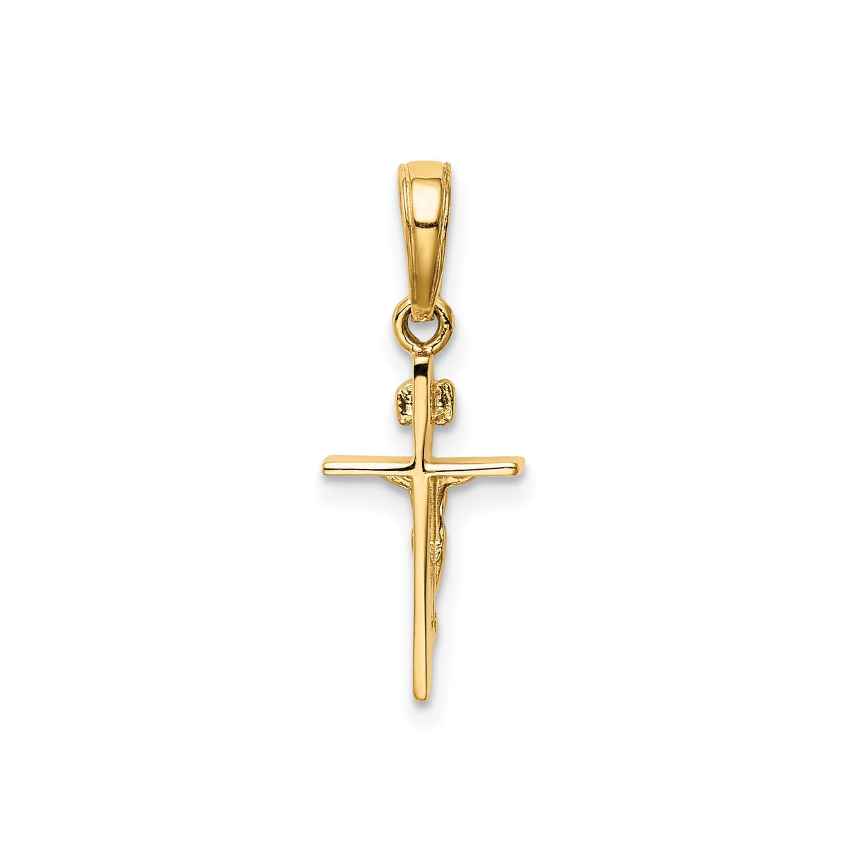 14k Yellow Gold Crucifix Pendant with INRI Jesus Cross Design for Men and Women