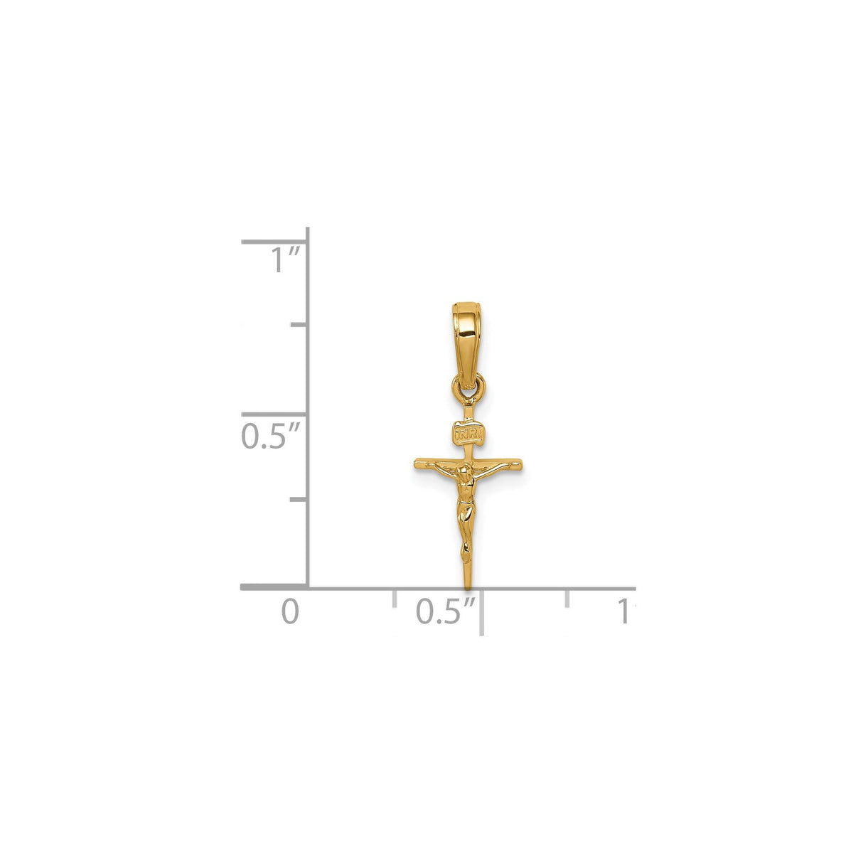 14k Yellow Gold Crucifix Pendant with INRI Jesus Cross Design for Men and Women