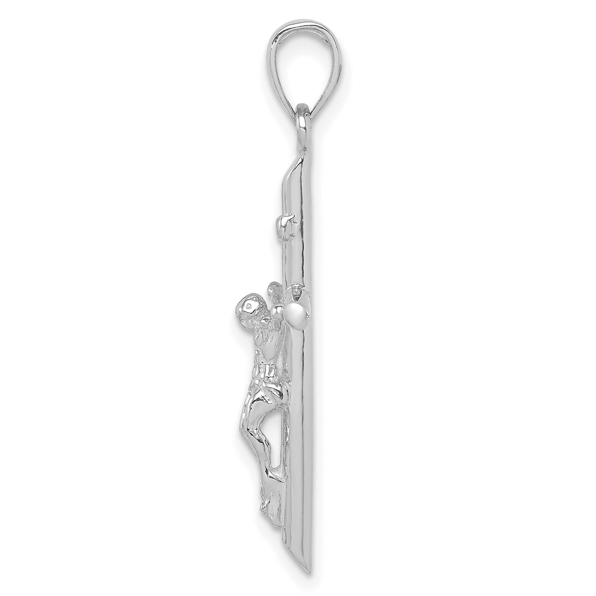 14k White Gold Crucifix Cross Pendant with INRI Jesus Figure, Catholic Christian Jewelry