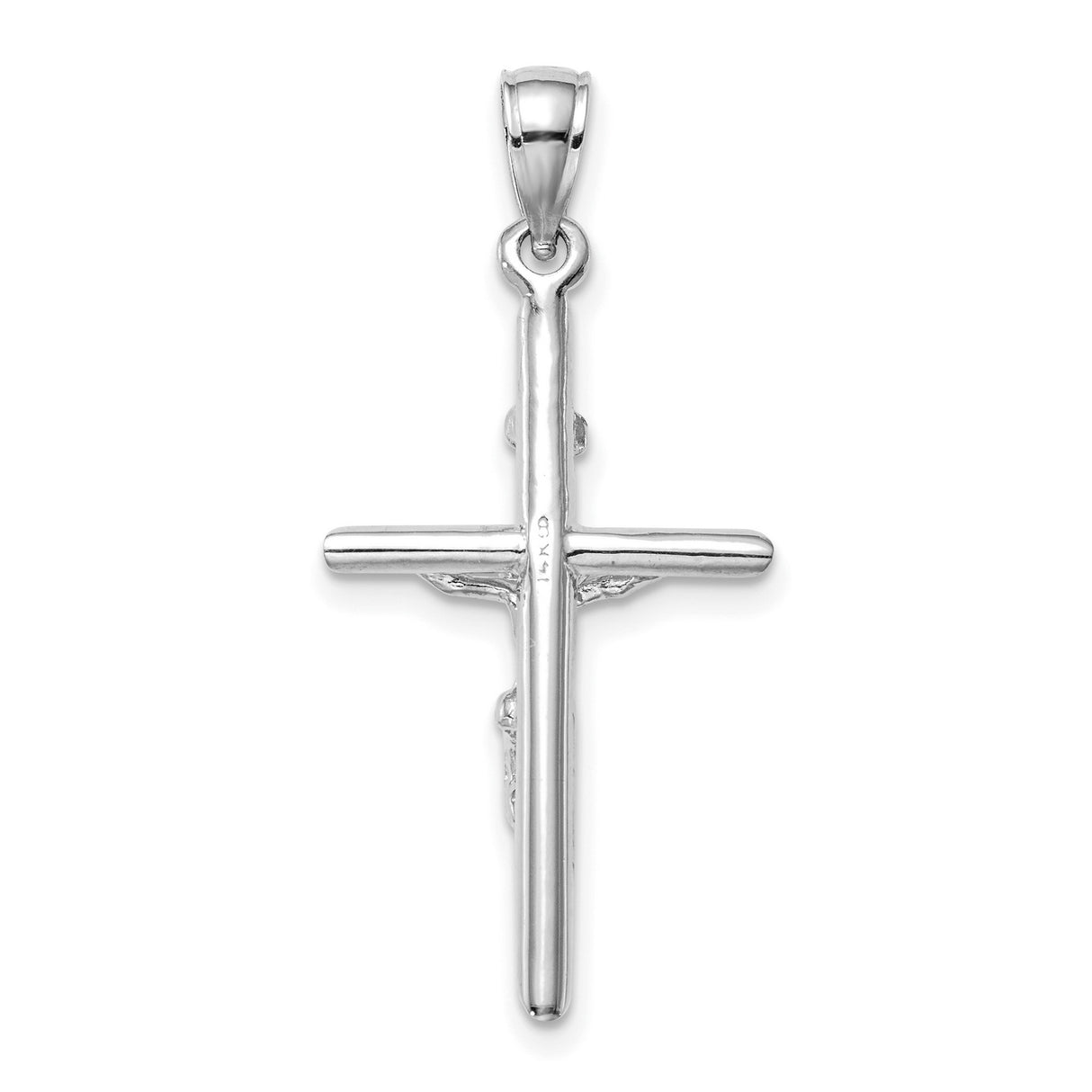 14k White Gold Crucifix Cross Pendant with INRI Jesus Figure, Catholic Christian Jewelry