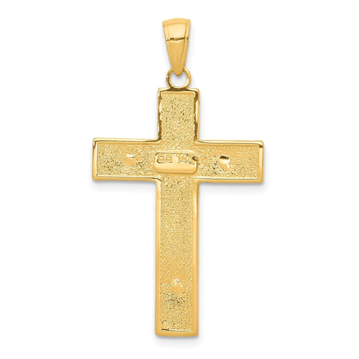 14k Yellow Gold Crucifix Cross Pendant, Textured Latin Christian Religious Charm for Men and Women