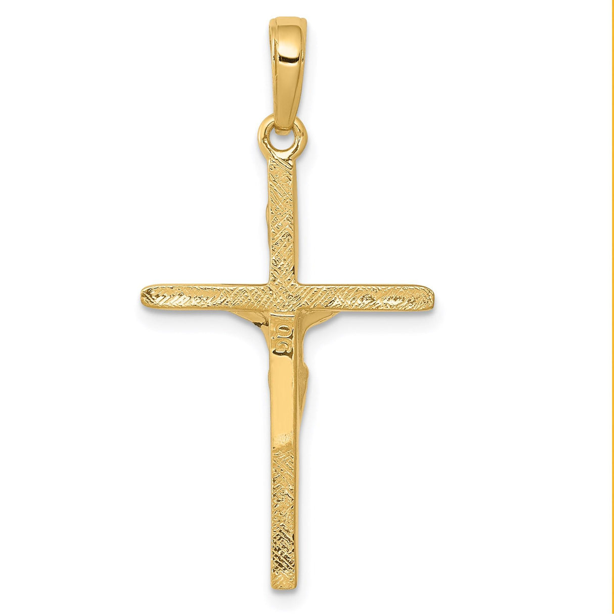 14k Yellow Gold Crucifix Pendant with INRI Jesus Cross Charm, Catholic Christian Symbol
