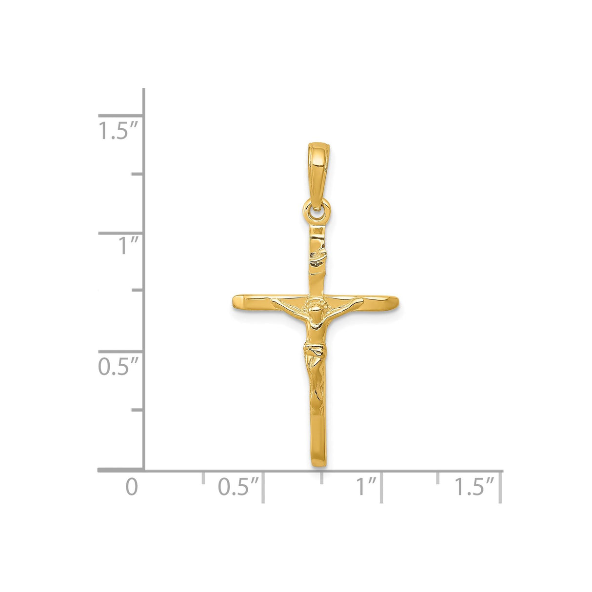14k Yellow Gold Crucifix Pendant with INRI Jesus Cross Charm, Catholic Christian Symbol