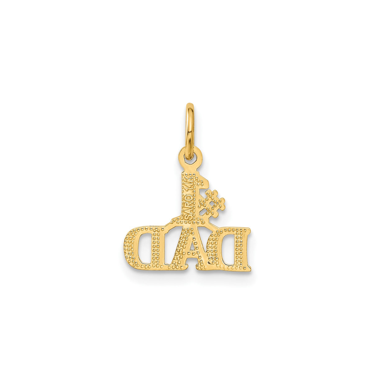 14k Yellow Gold Pendant, Number One Dad Bold Lettering Charm for Men, Fatherhood Tribute