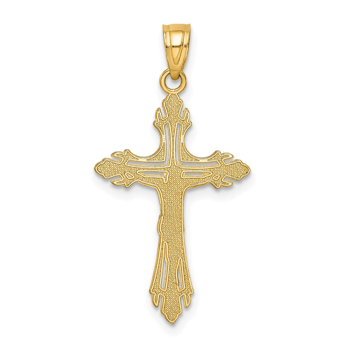 14k Yellow Gold Crucifix Cross Pendant with High Detail Jesus Design