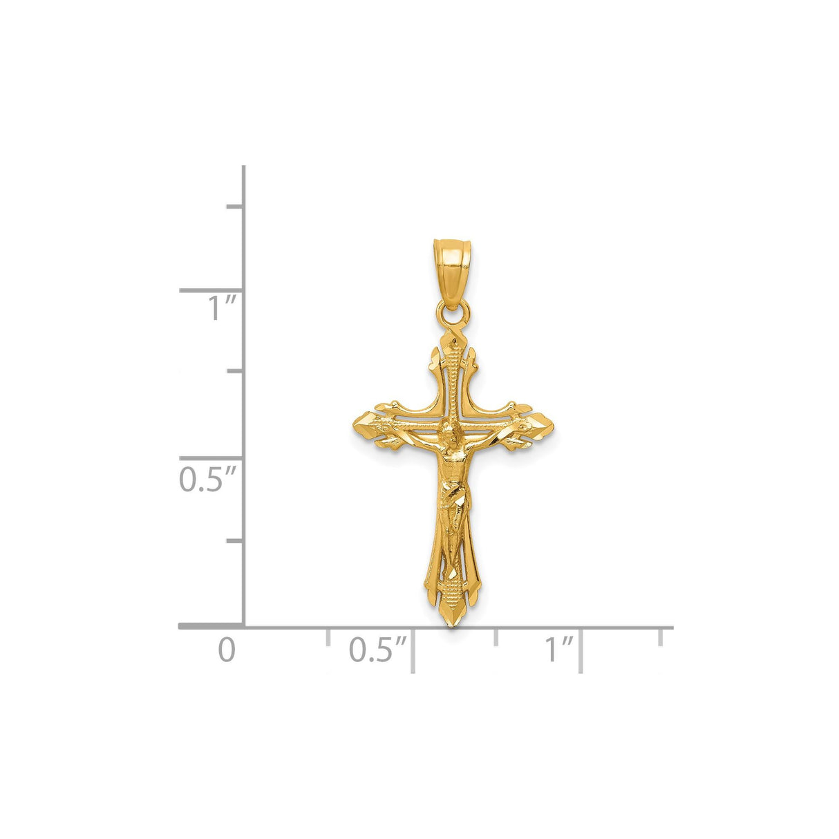 14k Yellow Gold Crucifix Cross Pendant with High Detail Jesus Design
