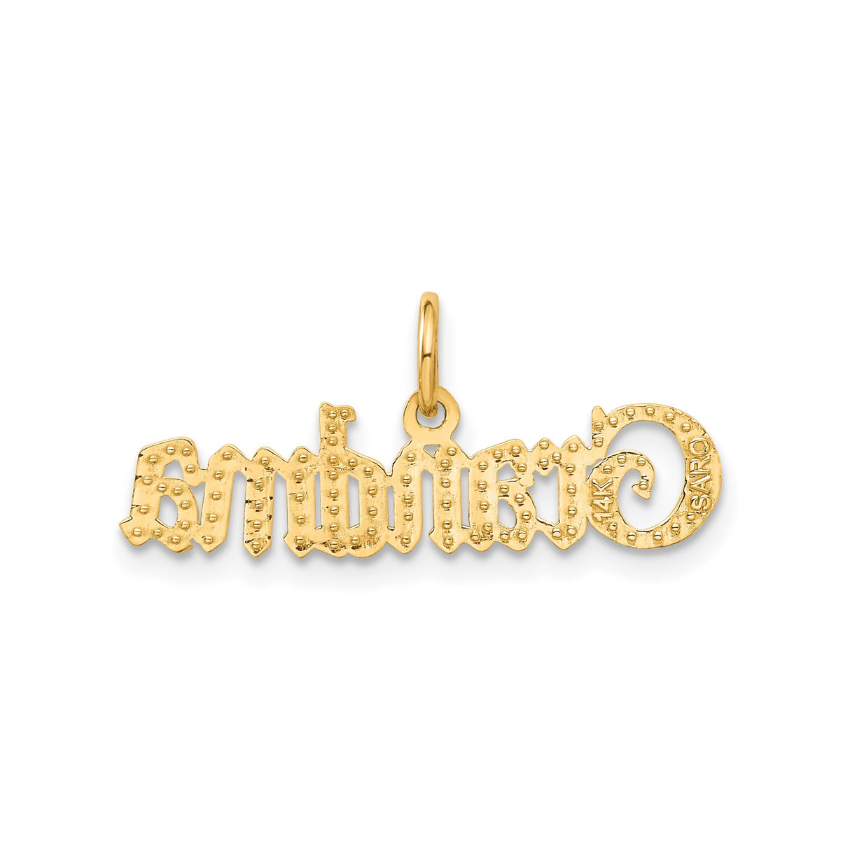 14k Yellow Gold Grandma Pendant, Script Nameplate Charm for Women, Sentimental Family Jewelry