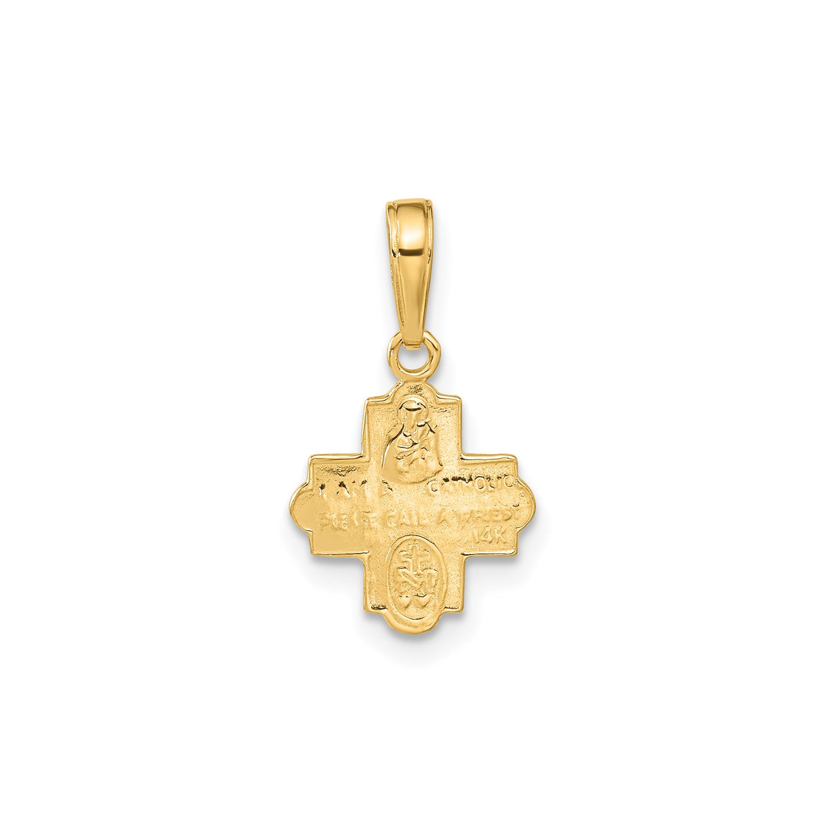 14k Yellow Gold Four Way Cross Pendant with Virgin Mary and Saints