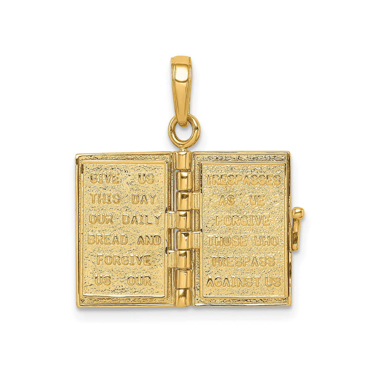 14k Yellow Gold Holy Bible Pendant, Detailed Religious Book Charm, Christian Faith Jewelry