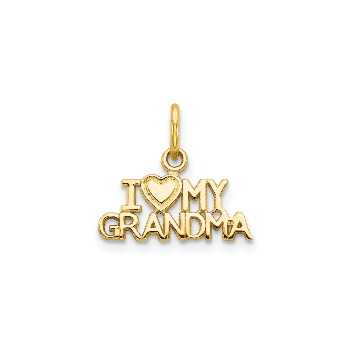14k Yellow Gold Heart Pendant, I Love My Grandma Charm, Sentimental Jewelry for Women
