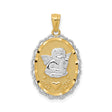 14k Two-Tone Gold Cherub Angel Pendant with Heart Accent and Rhodium Detail