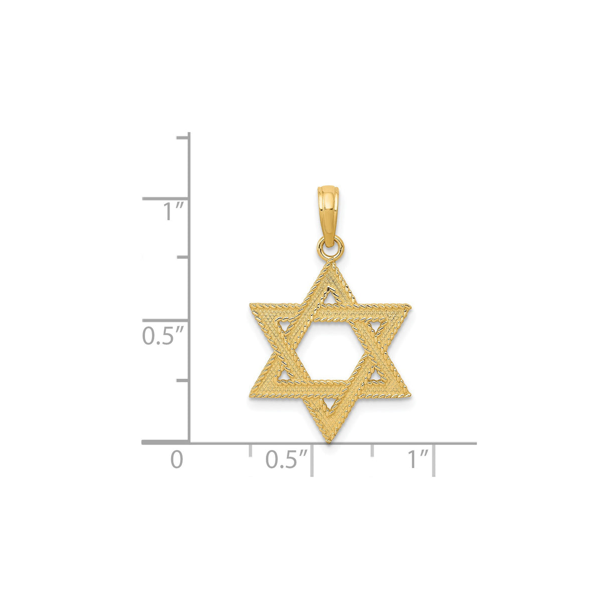 14k Yellow Gold Star of David Pendant, Textured Jewish Faith Charm for Women or Unisex