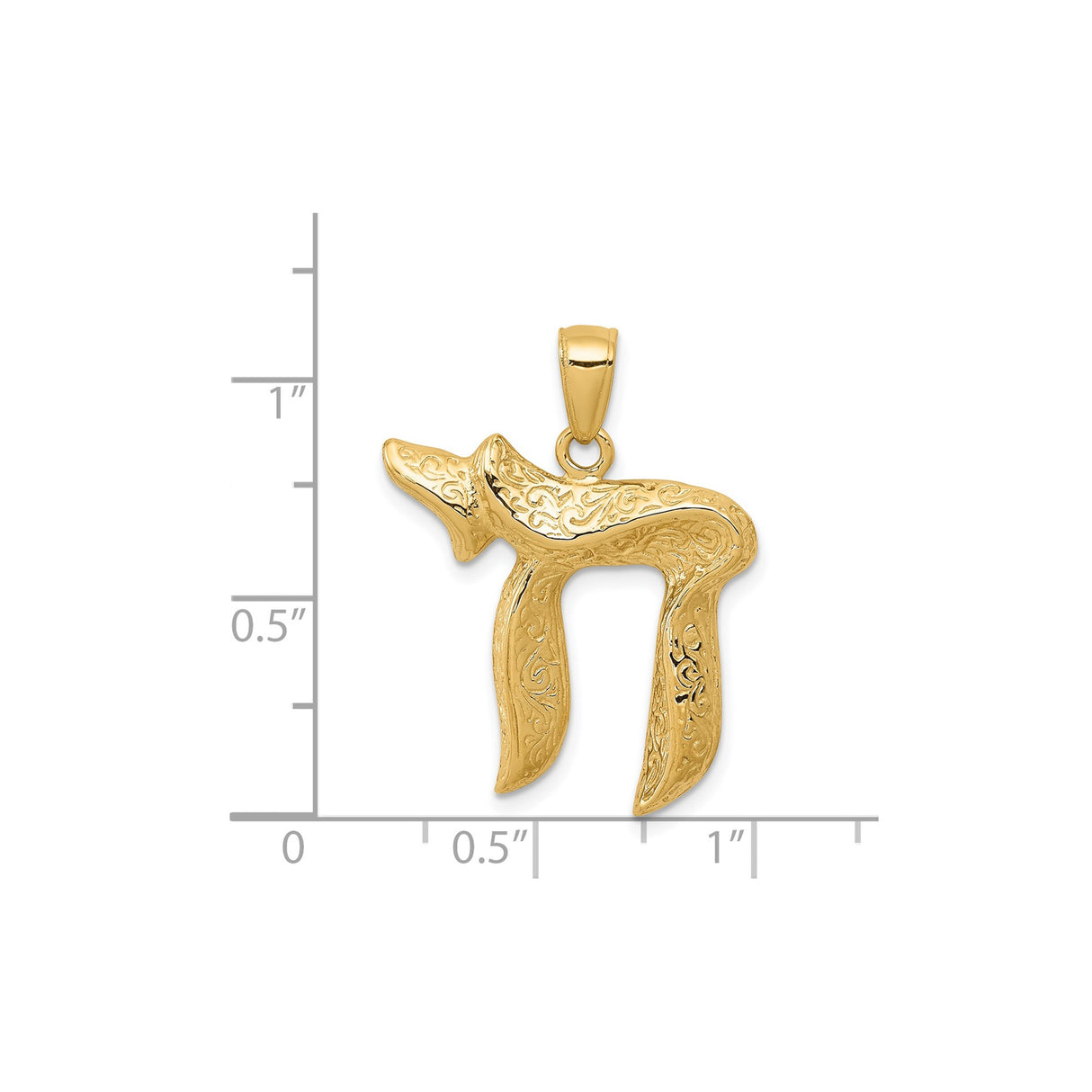 14k Yellow Gold Chai Pendant, Hebrew Life Symbol Religious Charm, Unisex Jewish Jewelry