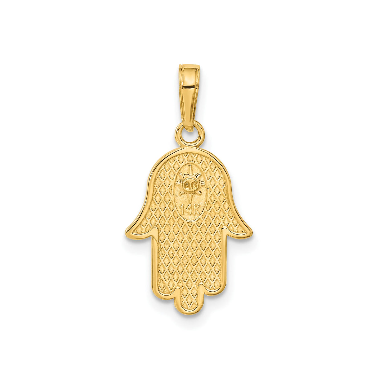 14k Yellow Gold Hamsa Hand Pendant with Star of David, Jewish Religious Symbol for Protection